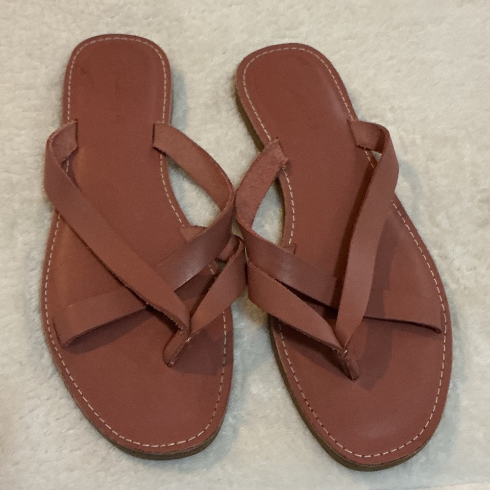 NWOT Madewell “The Boardwalk” Leather Thong Sandals in Rose Dust